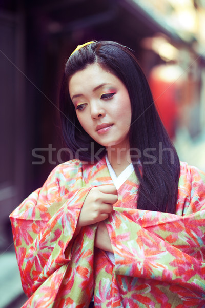 Schönen jungen japanisch Frau tragen Kimono Stock foto © fatalsweets