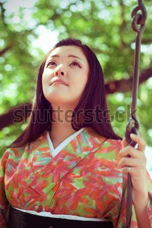 Mooie jonge japans vrouw kimono Stockfoto © fatalsweets