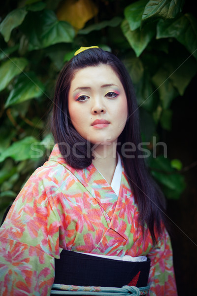 Schönen jungen japanisch Frau tragen Kimono Stock foto © fatalsweets