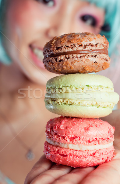 édes fog fiatal nő macaron nő étel Stock fotó © fatalsweets