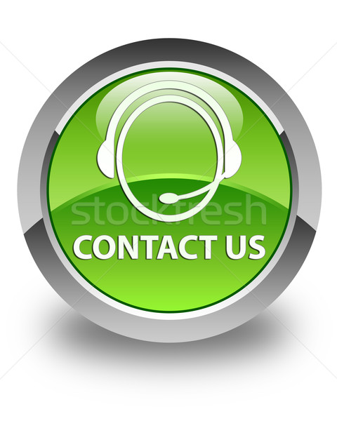 Contact us (customer care icon) glossy green round button Stock photo © faysalfarhan