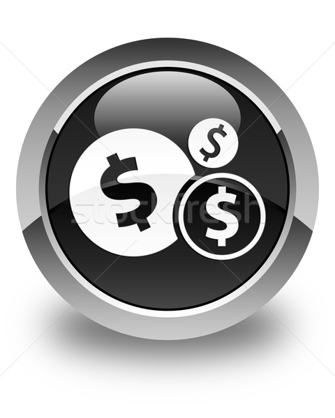Pénzügyek dollárjel ikon fényes fekete gomb Stock fotó © faysalfarhan