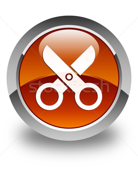 Scissors icon glossy brown round button Stock photo © faysalfarhan