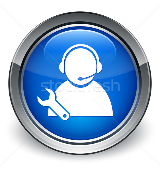Tech support customer care service (wrench) icon glossy blue but Stock photo © faysalfarhan