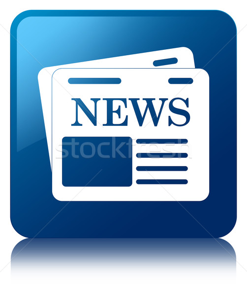 News paper icon glossy blue reflected square button Stock photo © faysalfarhan