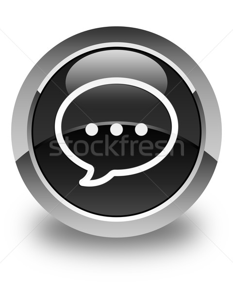 Talk bubble icon glossy black round button Stock photo © faysalfarhan