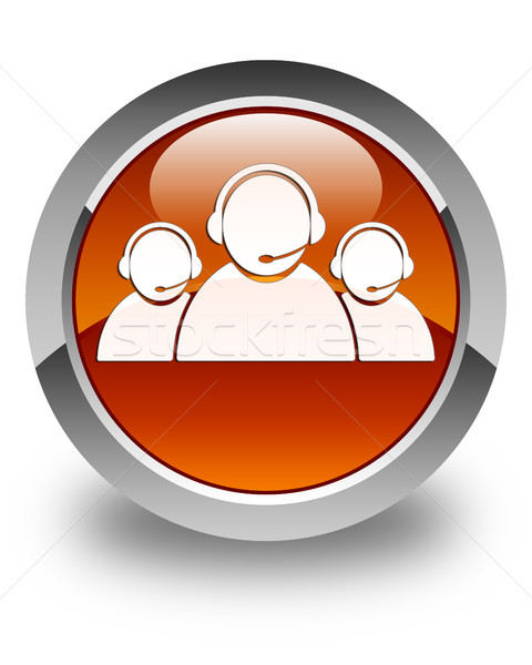 Customer care team icon glossy brown round button Stock photo © faysalfarhan