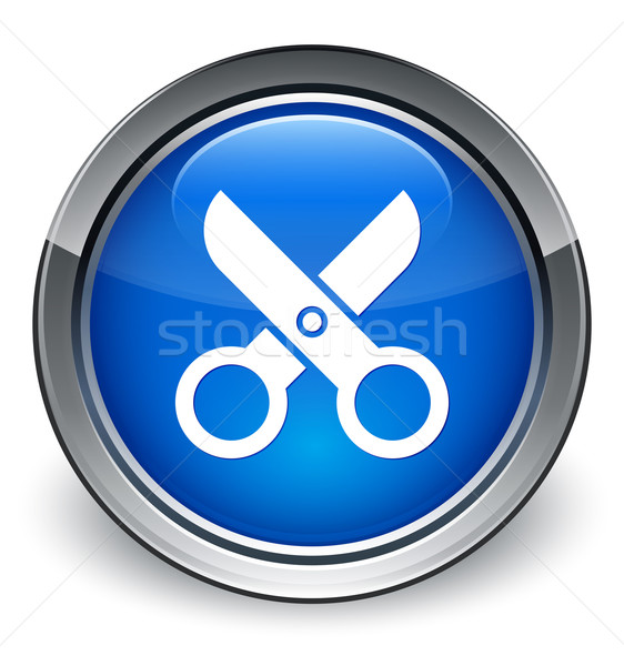 Scissor icon glossy blue button Stock photo © faysalfarhan