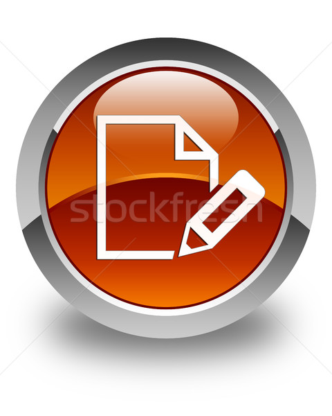 Edit document icon glossy brown round button Stock photo © faysalfarhan