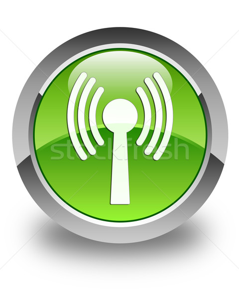 Wlan network icon glossy green round button Stock photo © faysalfarhan