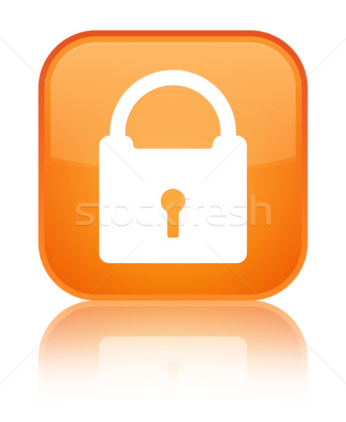 Zdjęcia stock: Kłódki · ikona · pomarańczowy · placu · przycisk