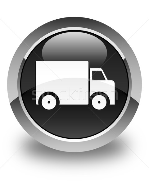 [[stock_photo]]: Camion · de · livraison · icône · noir · bouton · signe