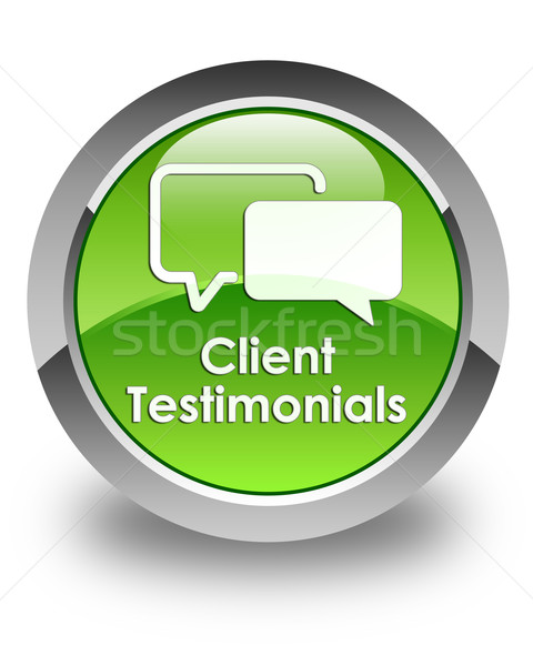 Client testimonials glossy green round button Stock photo © faysalfarhan
