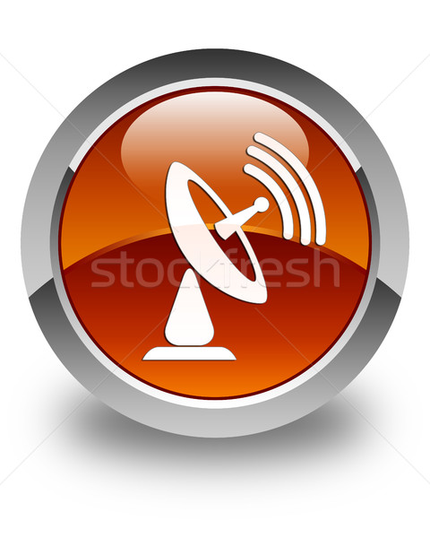 Satellitenschüssel Symbol glänzend braun Taste Technologie Stock foto © faysalfarhan