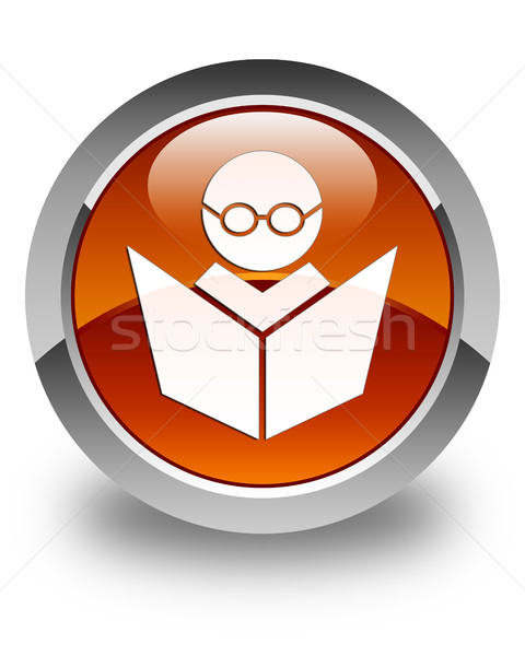 Elearning icon glossy brown round button Stock photo © faysalfarhan