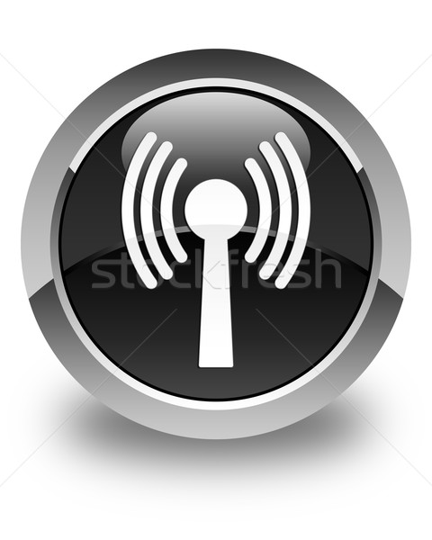 Wlan network icon glossy black round button Stock photo © faysalfarhan