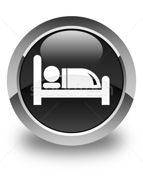 Hotel bed icon glossy black round button Stock photo © faysalfarhan