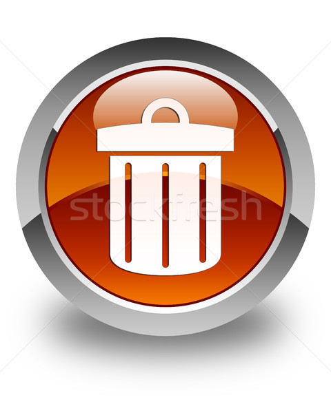 Recycle bin icon glossy brown round button Stock photo © faysalfarhan