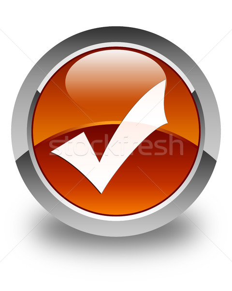 Validation icon glossy brown round button Stock photo © faysalfarhan