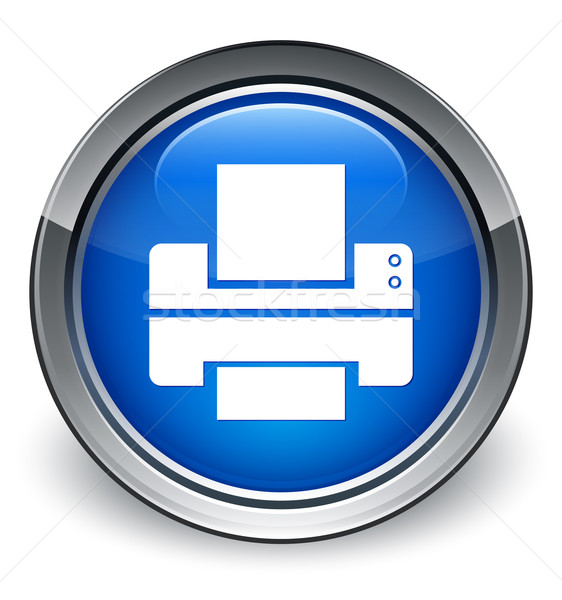 Stock photo: Printer icon glossy blue button