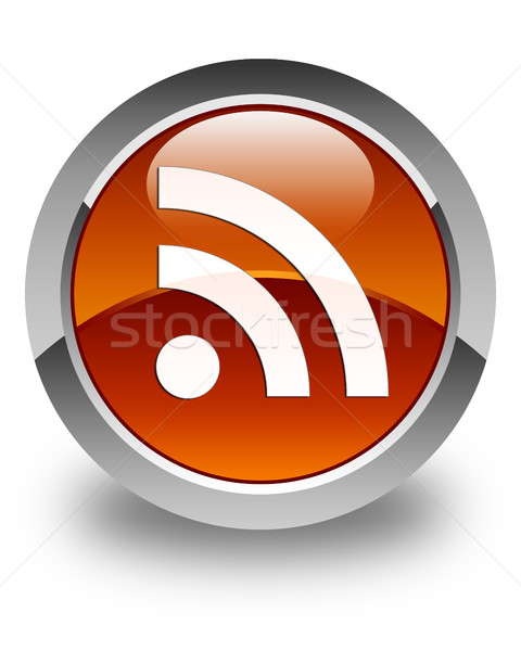 Rss icon glanzend bruin knop internet Stockfoto © faysalfarhan