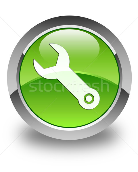 Wrench icon glossy green round button Stock photo © faysalfarhan