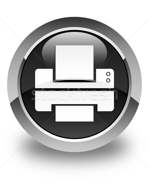 Printer icon glossy black round button Stock photo © faysalfarhan