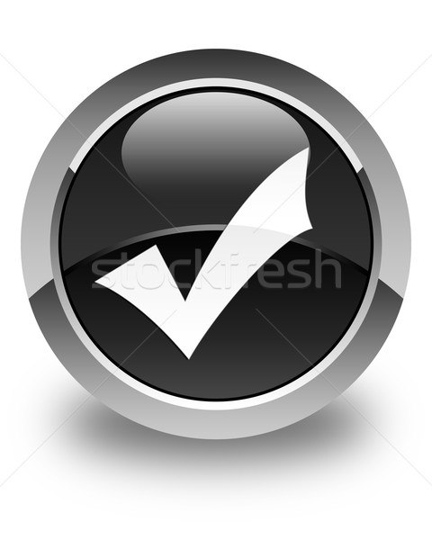 Validation icon glossy black round button Stock photo © faysalfarhan