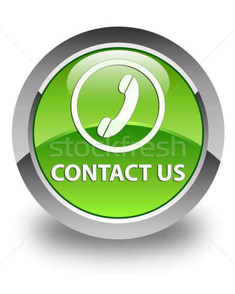 Contact us (phone icon) glossy green round button Stock photo © faysalfarhan