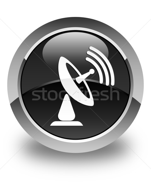 Antena satelitarna ikona czarny przycisk technologii Zdjęcia stock © faysalfarhan