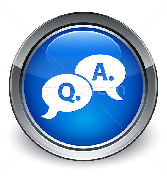 Stock photo: Question answer (talking) icon glossy blue button