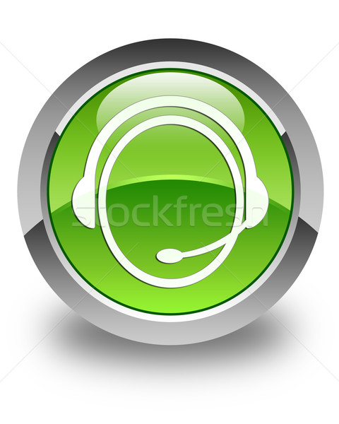 Customer care service icon glossy green round button Stock photo © faysalfarhan
