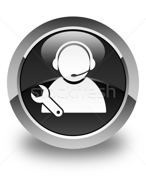 Tech support icon glossy black round button Stock photo © faysalfarhan