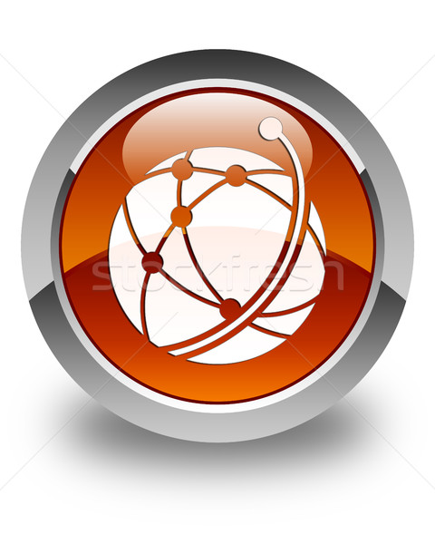 глобальный сеть икона коричневый кнопки Сток-фото © faysalfarhan