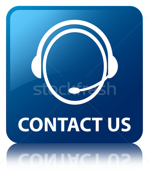 Contact us glossy blue reflected square button Stock photo © faysalfarhan