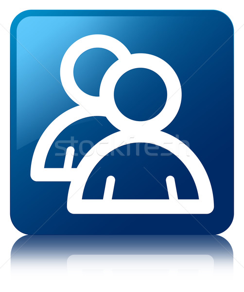 Stock photo: Group icon glossy blue reflected square button