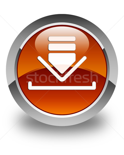 Icono de descarga marrón botón web blanco Foto stock © faysalfarhan