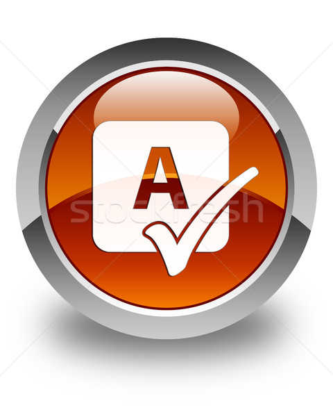 Spell check icon glossy brown round button Stock photo © faysalfarhan
