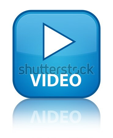 Video glossy blue reflected square button Stock photo © faysalfarhan