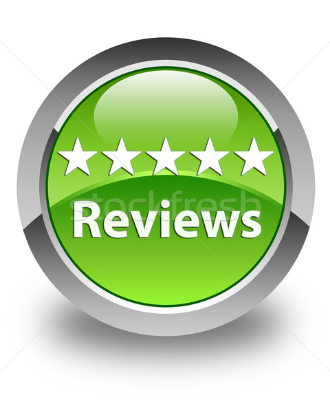 Reviews glossy green round button Stock photo © faysalfarhan