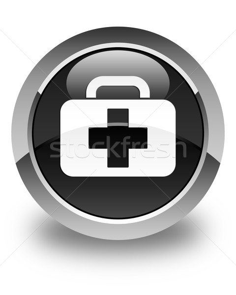 Medical bag icon glossy black round button Stock photo © faysalfarhan