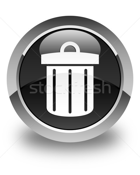 Recycle bin icon glossy black round button Stock photo © faysalfarhan