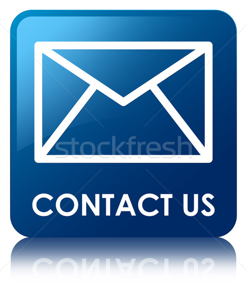 Contact us (email icon) glossy blue reflected square button Stock photo © faysalfarhan