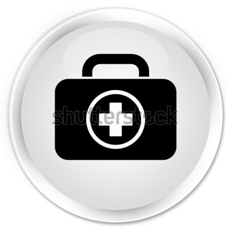 First aid kit bag icon glossy black round button Stock photo © faysalfarhan