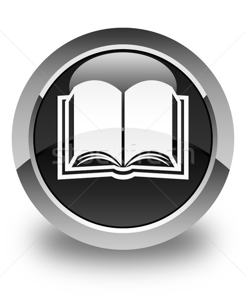 Book icon glossy black round button Stock photo © faysalfarhan