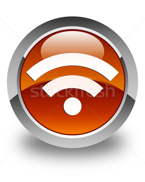 Wifi icône brun bouton réseau Photo stock © faysalfarhan