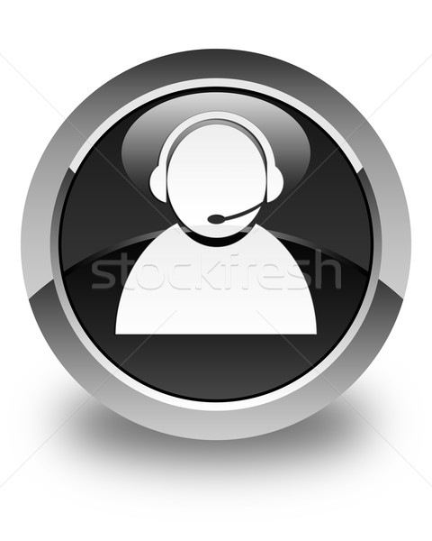 Stok fotoğraf: Müşteri · hizmetleri · ikon · parlak · siyah · düğme · iş