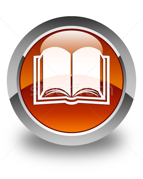 Book icon glossy brown round button Stock photo © faysalfarhan