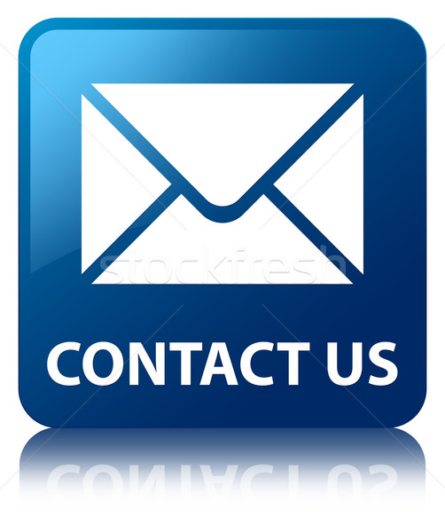 Stock photo: Contact us glossy blue reflected square button