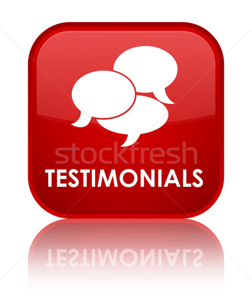 Testimonials glossy red reflected square button Stock photo © faysalfarhan